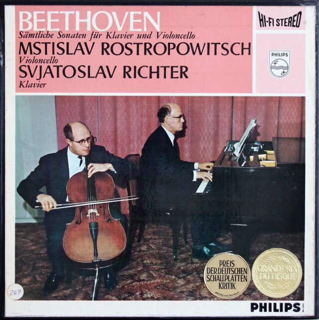 ロストロポーヴィチ、リヒテルのベートーヴェン/チェロソナタ全集 蘭PHILIPS 3808 LP レコード