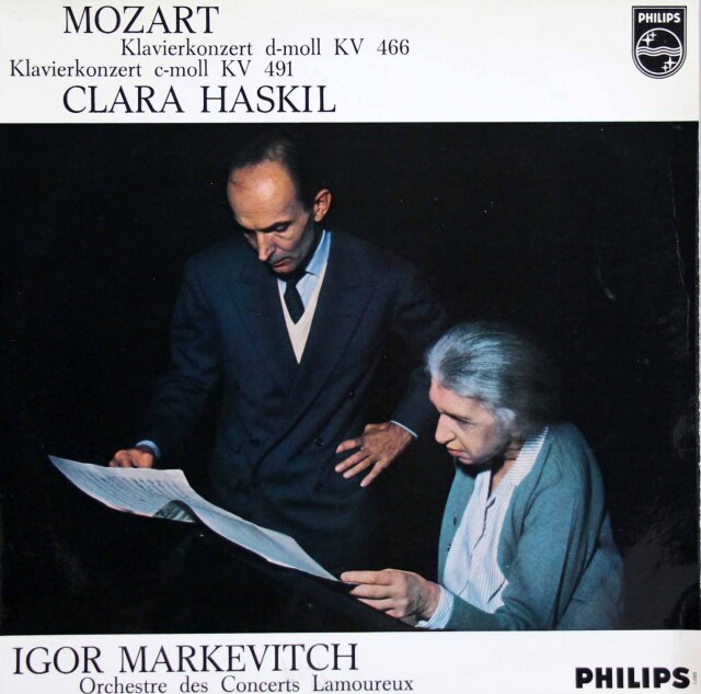 【モノラル】　ハスキル、マルケヴィチのモーツァルト/ピアノ協奏曲第20、24番　蘭PHILIPS　3808　LP レコード