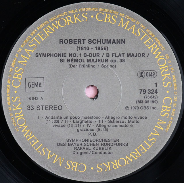 LP レコード クーベリックのシューマン/交響曲全集 独CBS 3808