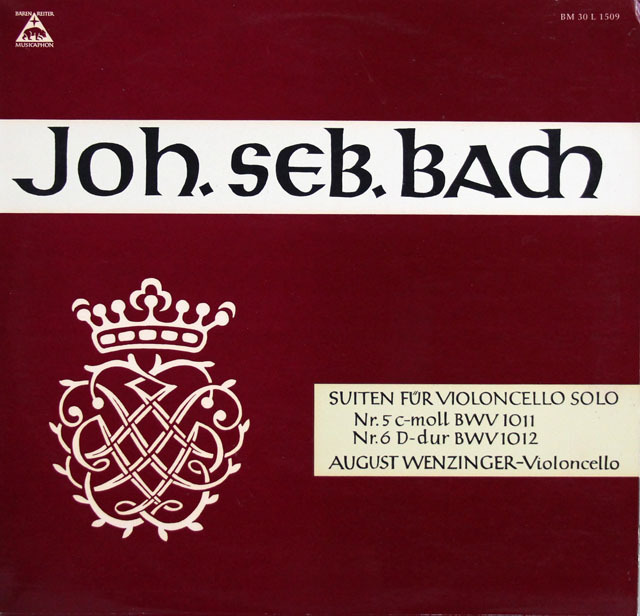 【ステレオ】ヴェンツィンガーのバッハ/無伴奏チェロ組曲 第5、6番　独musicaphon　3809　LP レコード