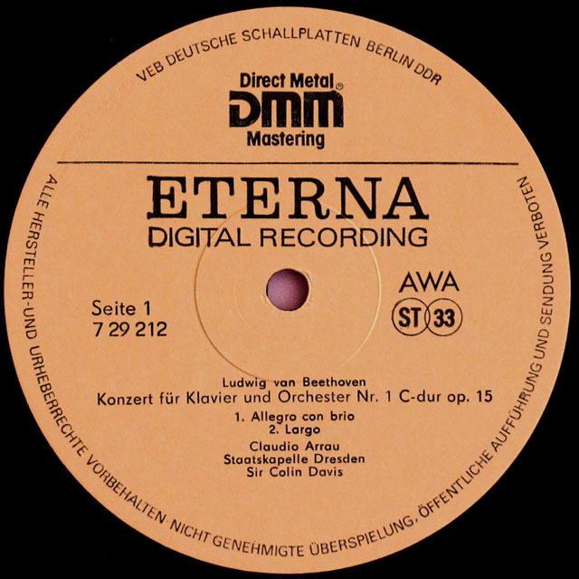 レコード　LP ベートーヴェン: ピアノ協奏曲第1番 LP レコード アラウ、デイヴィスのベートーヴェン/ピアノ協奏曲第1番