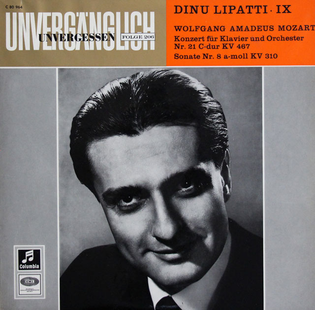 リパッティとカラヤンのモーツァルト /ピアノ協奏曲第21番ほか　独Columbia　3809　LP レコード