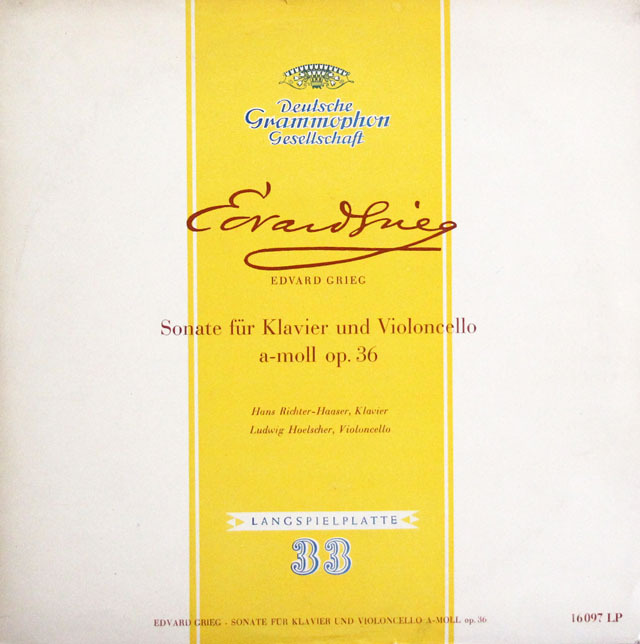 【10インチ(25cm)盤】　ヘルシャー、リヒター＝ハーザーのグリーグ/チェロソナタ イ短調　独DGG　3809　LP レコード