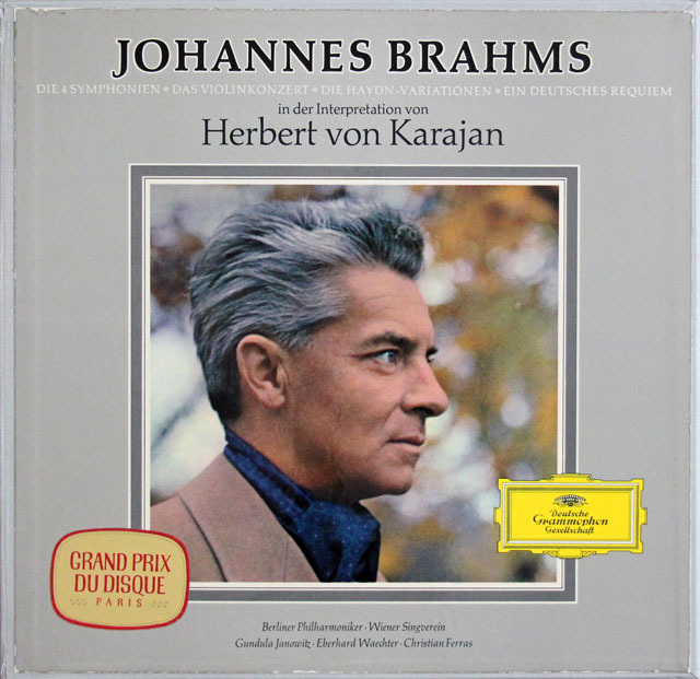 【独最初期盤・モノラル】 カラヤンのブラームス/作品集 (交響曲全集、ヴァイオリン協奏曲、ドイツレ・クイエム) 独DGG 3810 LP レコード