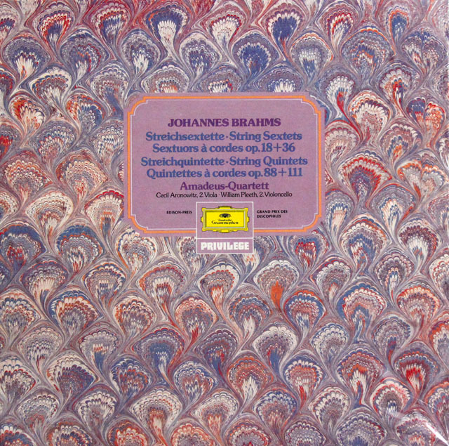 【未開封】　アマデウス四重奏団らのブラームス/弦楽五重奏曲、六重奏曲集　 独DGG　3810　LP レコード