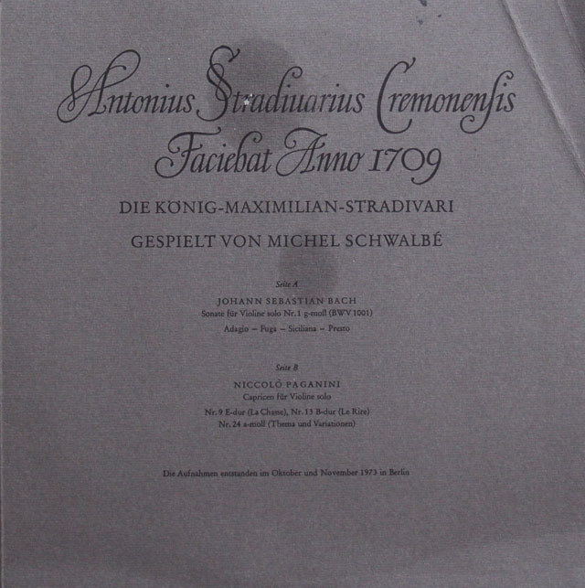 【10インチ(25cm)限定盤】　シュヴァルベのバッハ/無伴奏ヴァイオリンソナタ第1番 ほか　独自主制作レーベル　3812　LPレコード