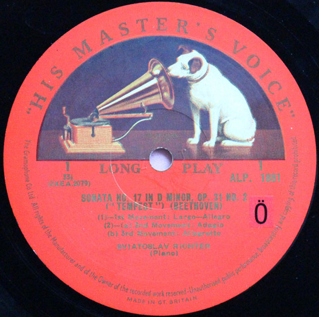 LP レコード リヒテルのベートーヴェン/ピアノソナタ第17番