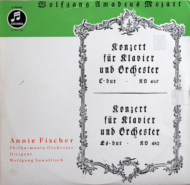 A.フィッシャーのモーツァルト/ピアノ協奏曲第21、22番　独Columbia　3813　LP レコード