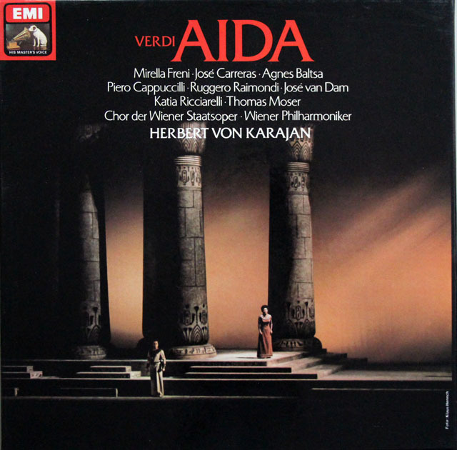 カラヤン、フレーニのヴェルディ/「アイーダ」全曲　独EMI　3813　LP レコード