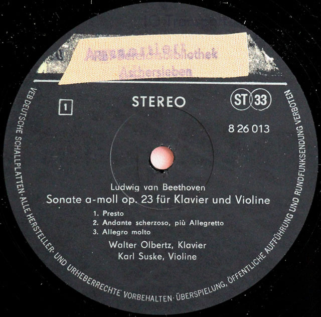 LP レコード ズスケ、オルベルツのベートーヴェン/ヴァイオリンソナタ