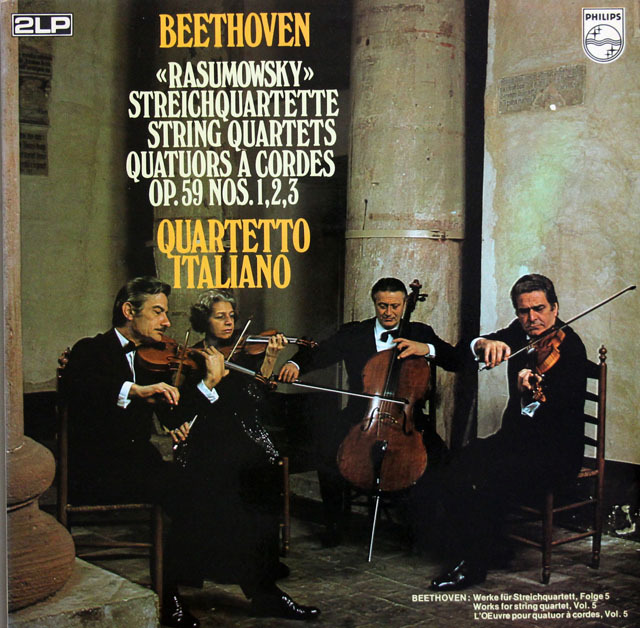 イタリア四重奏団のベートーヴェン/ラズモフスキー四重奏曲集　蘭PHILIPS　3815　LP レコード