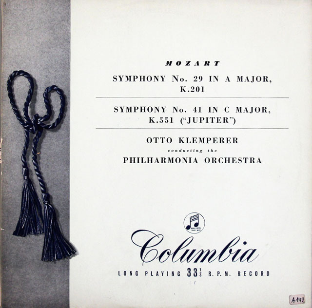 クレンペラーのモーツァルト/交響曲第29＆41番「ジュピター」　英Columbia　3816　LP レコード