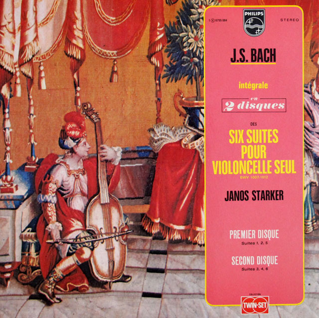 シュタルケルのバッハ/無伴奏チェロ組曲全曲　仏PHILIPS　3819　LP レコード