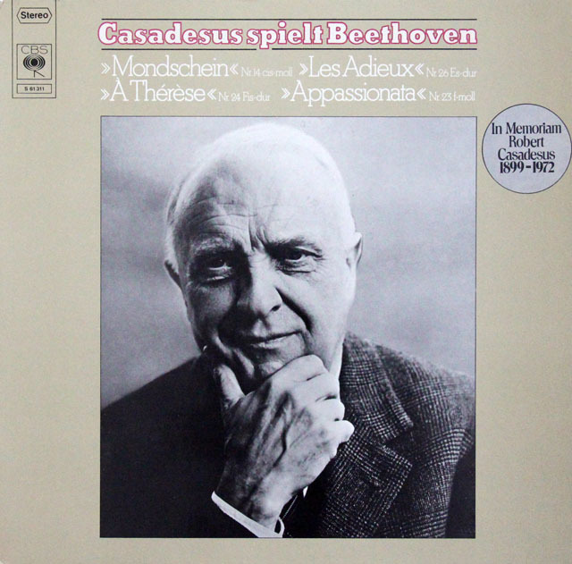 カサドシュのベートーヴェン/ピアノソナタ「月光」、「熱情」ほか　独CBS　3827　LP レコード