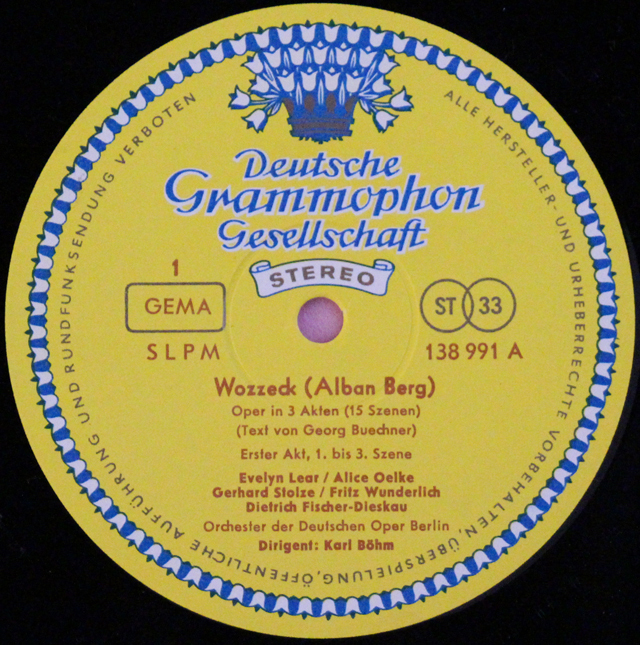 LP レコード 独最初期盤 ベームのベルク/「ヴォツェック」全曲 独DGG 3639