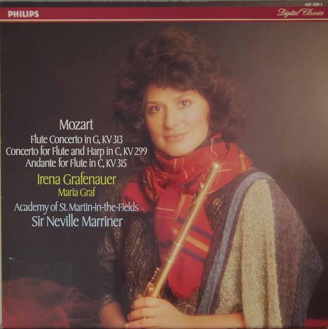 グラフェナウアー、マリナーのモーツァルト/フルート協奏曲第1番ほか　蘭PHILIPS　3227　LP レコード