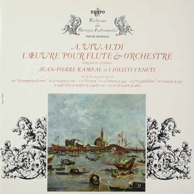 ランパルのヴィヴァルディ/フルート協奏曲集　仏ERATO　ばら3枚組　2614　LP レコード