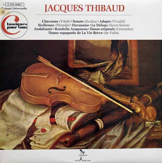 ティボーのヴィターリ/シャコンヌほか　仏TRIANON（EMI）　3633　LP レコード