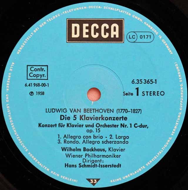 LP レコード バックハウス、イッセルシュテットのベートーヴェン  