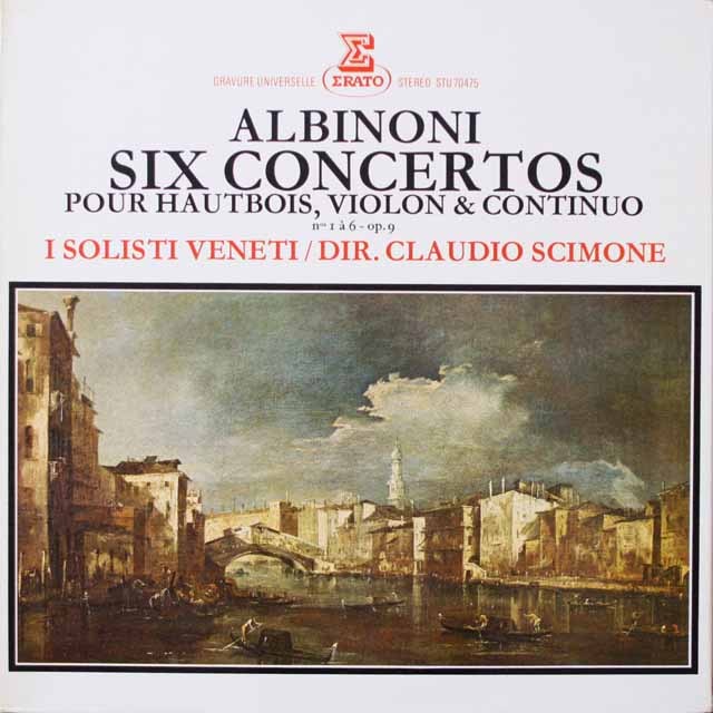 イ・ソリスティ・ヴェネティ＆シモーネのアルビノーニ/6つの協奏曲集   仏ERATO  2616　LP レコード