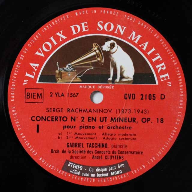 LP レコード タッキーノ&クリュイタンスのラフマニノフ/ピアノ協奏曲第2番 仏EMI(VSM) 2702