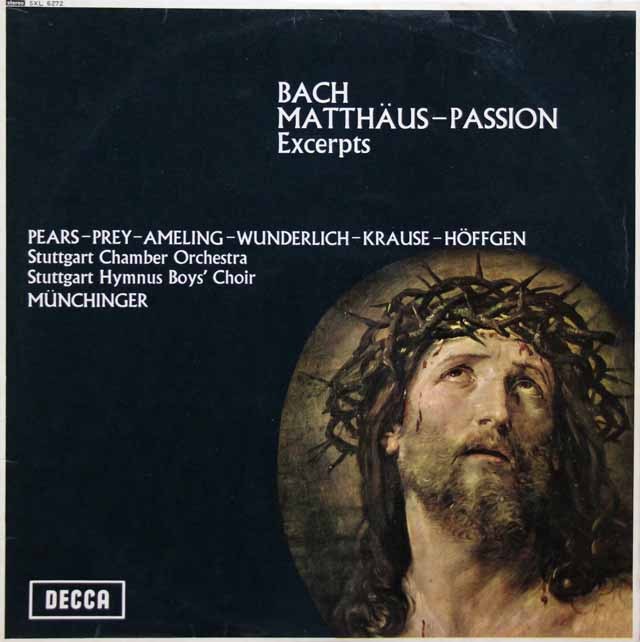 ミュンヒンガーのバッハ/「マタイ受難曲」抜粋　英DECCA　3005　LP レコード