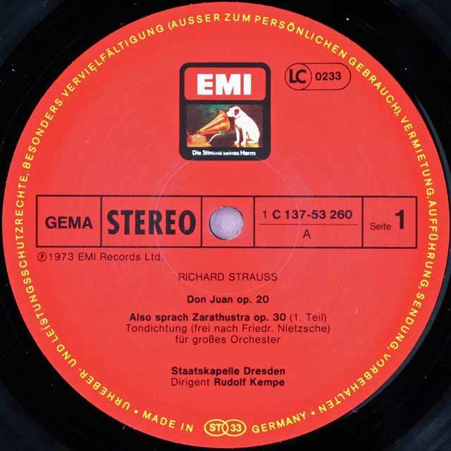 ケンペのR.シュトラウス/管弦楽曲全集 独EMI 3034 LP レコード