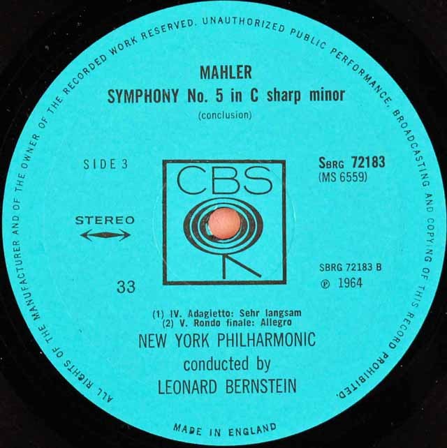 LP レコード 直筆サイン入り バーンスタインのマーラー/交響曲第5番