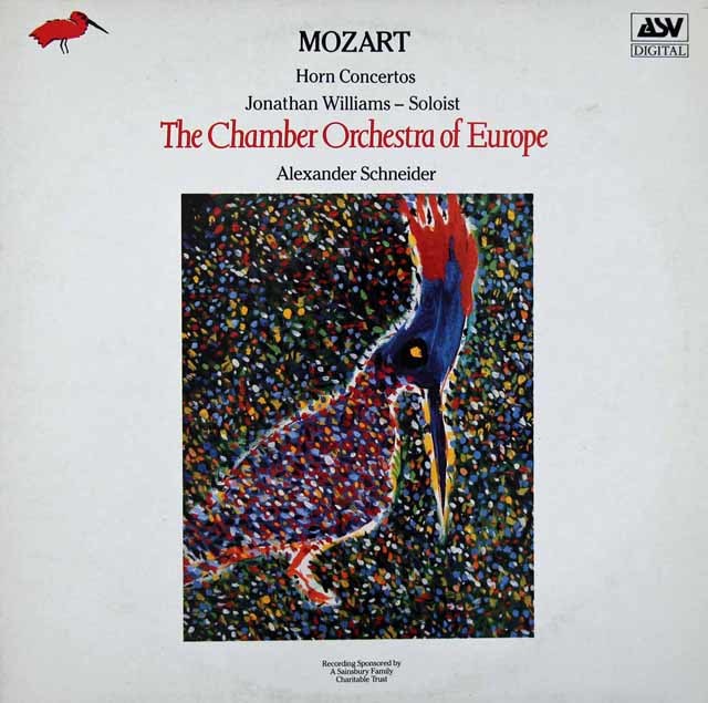 ウィリアムス、シュナイダーのモーツァルト/ホルン協奏曲第1~4番　英ASV　3715　LP レコード