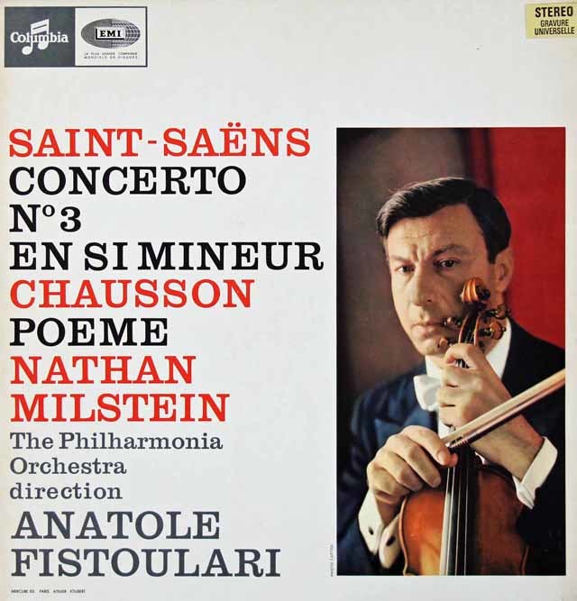 ミルシュタインのサン=サーンス/ヴァイオリン協奏曲第3番ほか　仏Columbia　3019　LP レコード