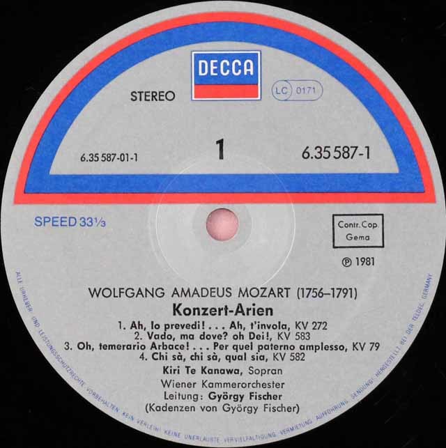 LP レコード テ・カナワ、グルベローヴァ、ベルガンサらのモーツァルト/ソプラノのための演奏会用アリア集 独DECCA 3412