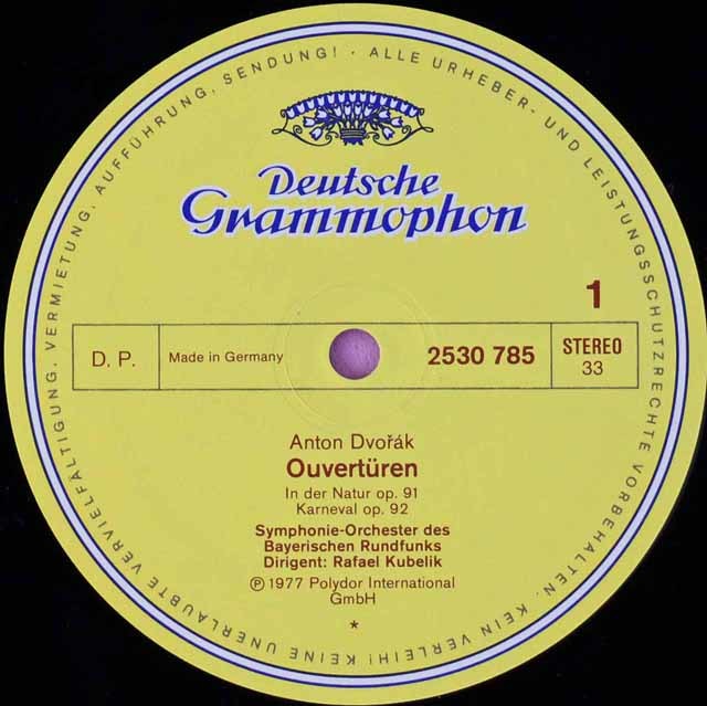 LP レコード クーベリックのドヴォルザーク/序曲集 独DGG 3716