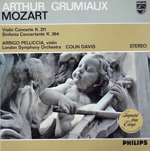 グリュミオー、デイヴィスのモーツァルト/ヴァイオリン協奏曲第2番ほか　蘭PHILIPS　3715　LP レコード