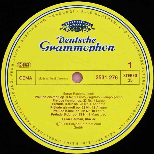 ベルマンのラフマニノフ/コレルリの主題による変奏曲ほか 独DGG 3620 LP レコード