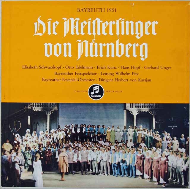 カラヤンのワーグナー/「マイスタージンガー」（1951年バイロイト音楽祭ライヴ）　独Columbia　3036　LP レコード