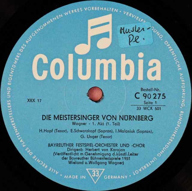 LP レコード カラヤンのワーグナー/「マイスタージンガー」（1951年