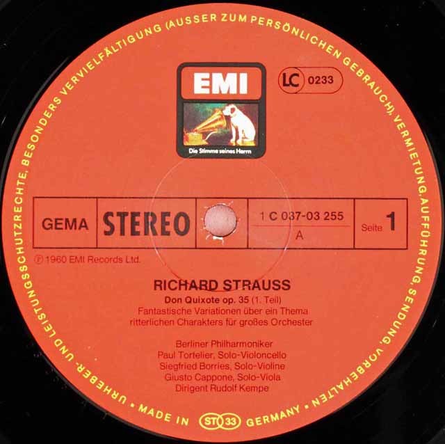 シュトラウス　ドンキホーテ　LPレコード LP レコード ケンペのR.シュトラウス/交響詩「ドン・キホーテ
