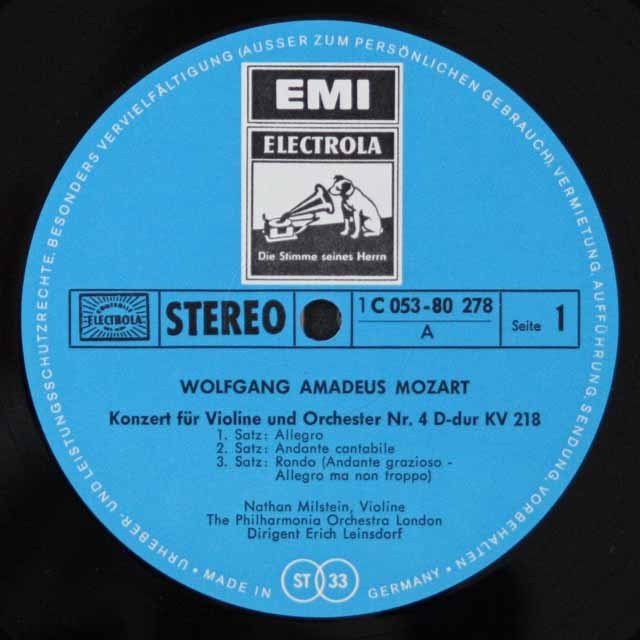 LP レコード ミルシュタイン、ラインスドルフのモーツァルト
