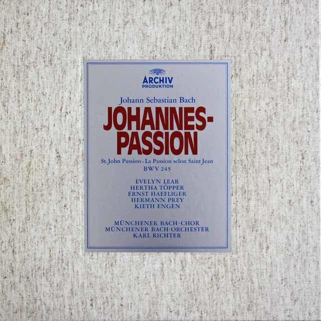 リヒターのバッハ/「ヨハネ受難曲」全曲　独ARCHIV　3023　LP レコード