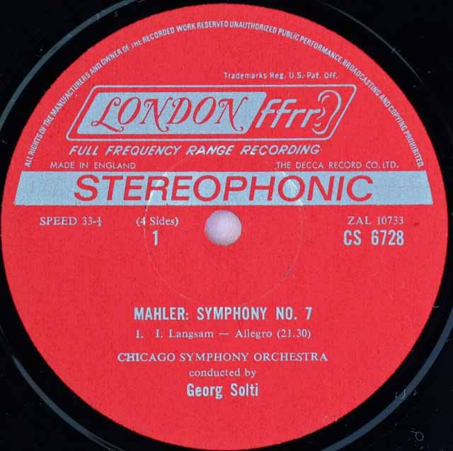 LP レコード ショルティのマーラー/交響曲第7番「夜の歌」 英LONDON 3017