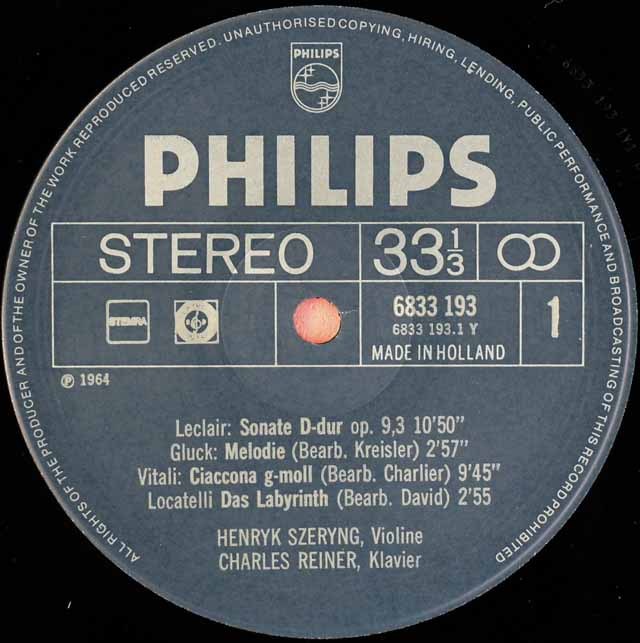 LP レコード シェリングの「ヴァイオリンの魔法」 蘭PHILIPS 3715