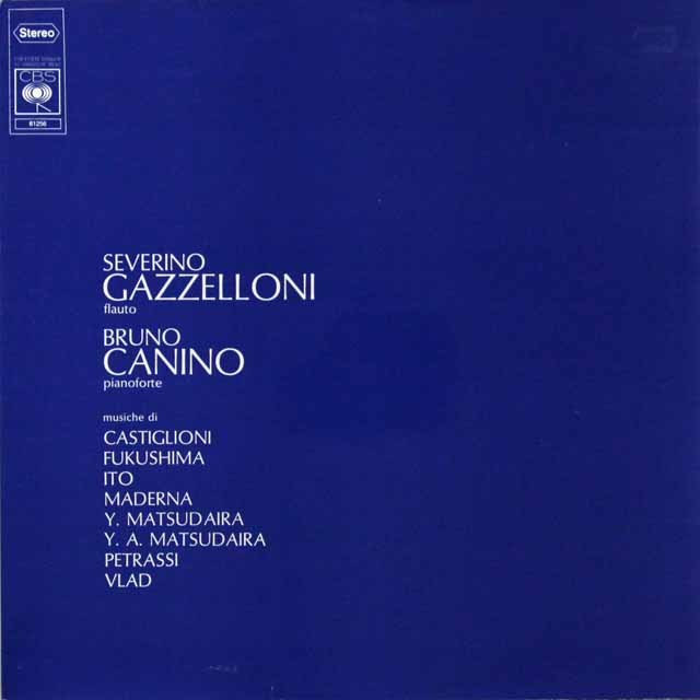 ガッゼローニ、カニーノの現代フルート音楽集　伊CBS　3731　LP レコード