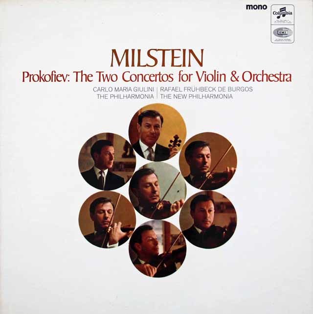 ミルシュタイン、ジュリーニ、ブルゴスのプロコフィエフ/ヴァイオリン協奏曲第1、2番　英Columbia　3025　LP レコード