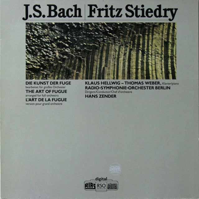 ツェンダーのバッハ/シュティードリー編/フーガの技法　独schwann　3292　LP レコード
