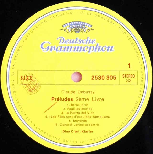 LP レコード チアーニのドビュッシー/前奏曲集 第1、2巻 伊DGG 2914