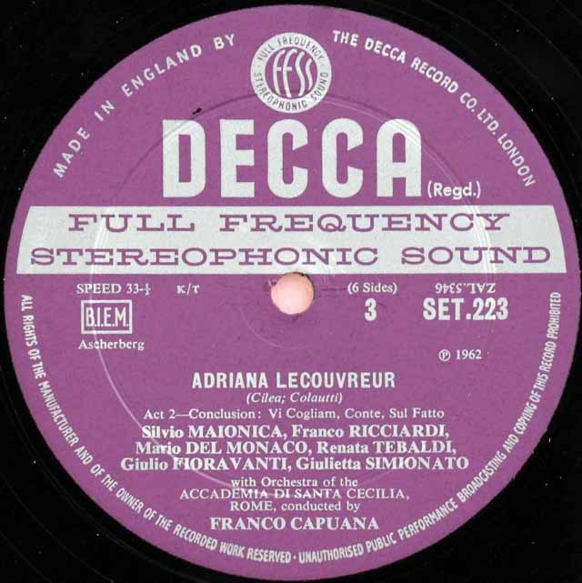 メフィストフェレ LP デルモナコ テバルディ LP レコード テバルディ、デル=モナコ&カプアーナのチレア
