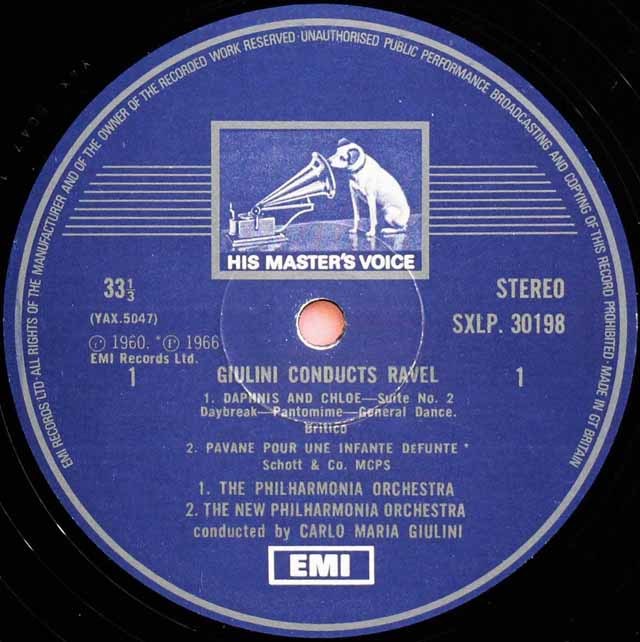 ジュリーニのラヴェル作品集 英EMI 3620 LP レコード