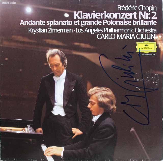 【ジュリーニの直筆サイン入り】　ツィンマーマン＆ジュリーニのショパン/ピアノ協奏曲第2番　独DGG　3229　LP レコード