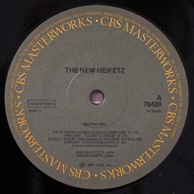 LP レコード ハイフェッツ・リサイタル 1972 独CBS 2714