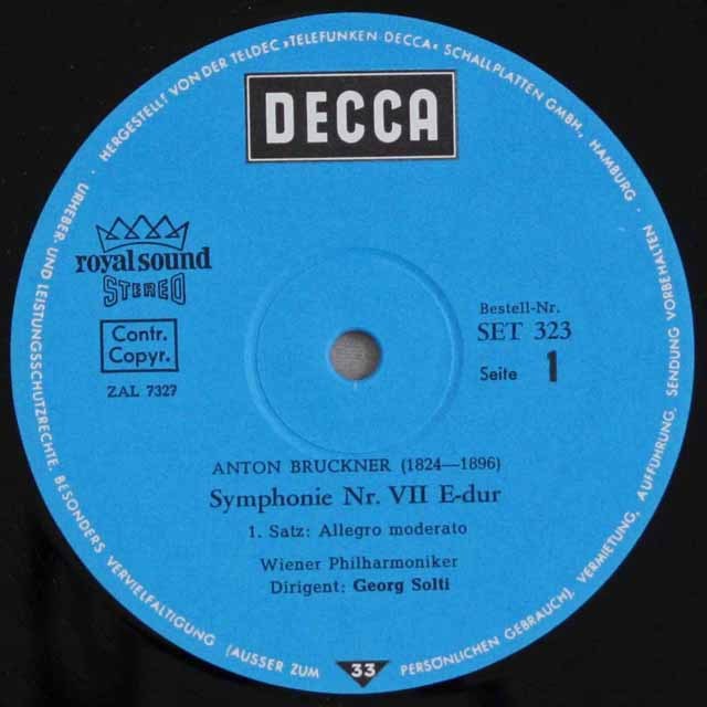 LP レコード ショルティ、ウィーンフィルのブルックナー/交響曲第7番